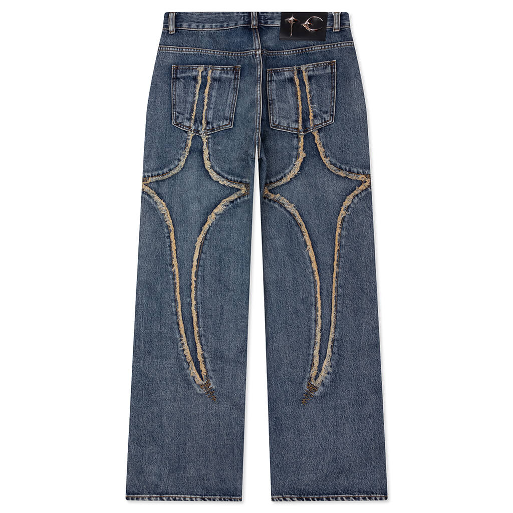 Tribal Denim Pants Blue