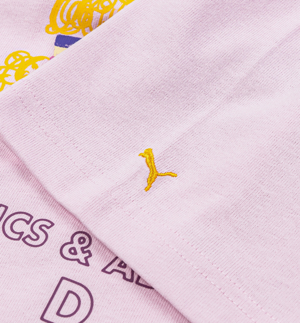 Puma x Kidsuper Academy Graphic Mens Short Sleeve Shirt Pink Yellow