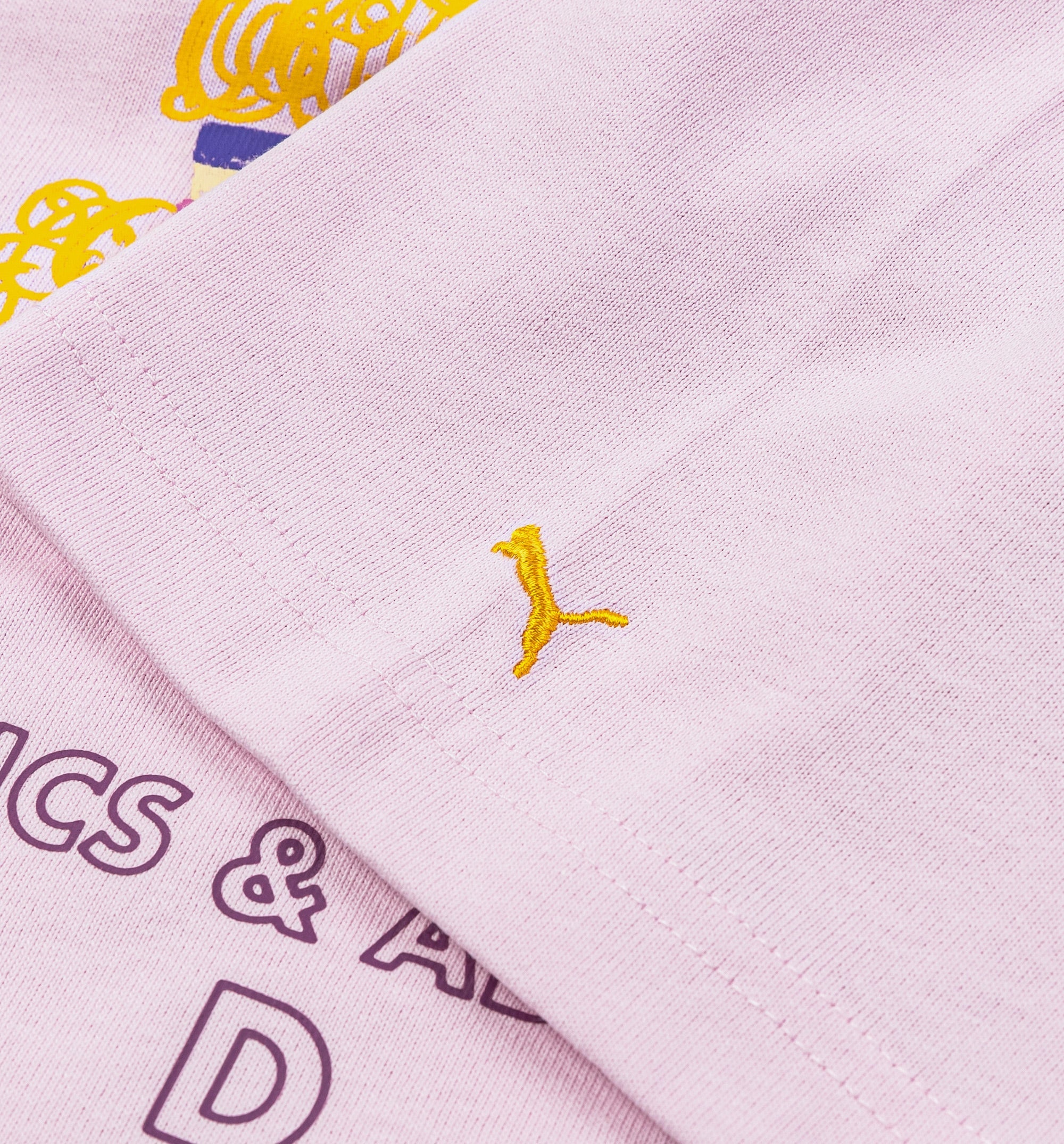 Puma x Kidsuper Academy Graphic Mens Short Sleeve Shirt Pink Yellow