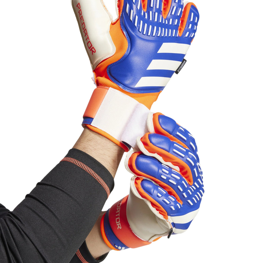 adidas Predator Match Fingersave Goalkeeper Gloves Lucid Blue Red White