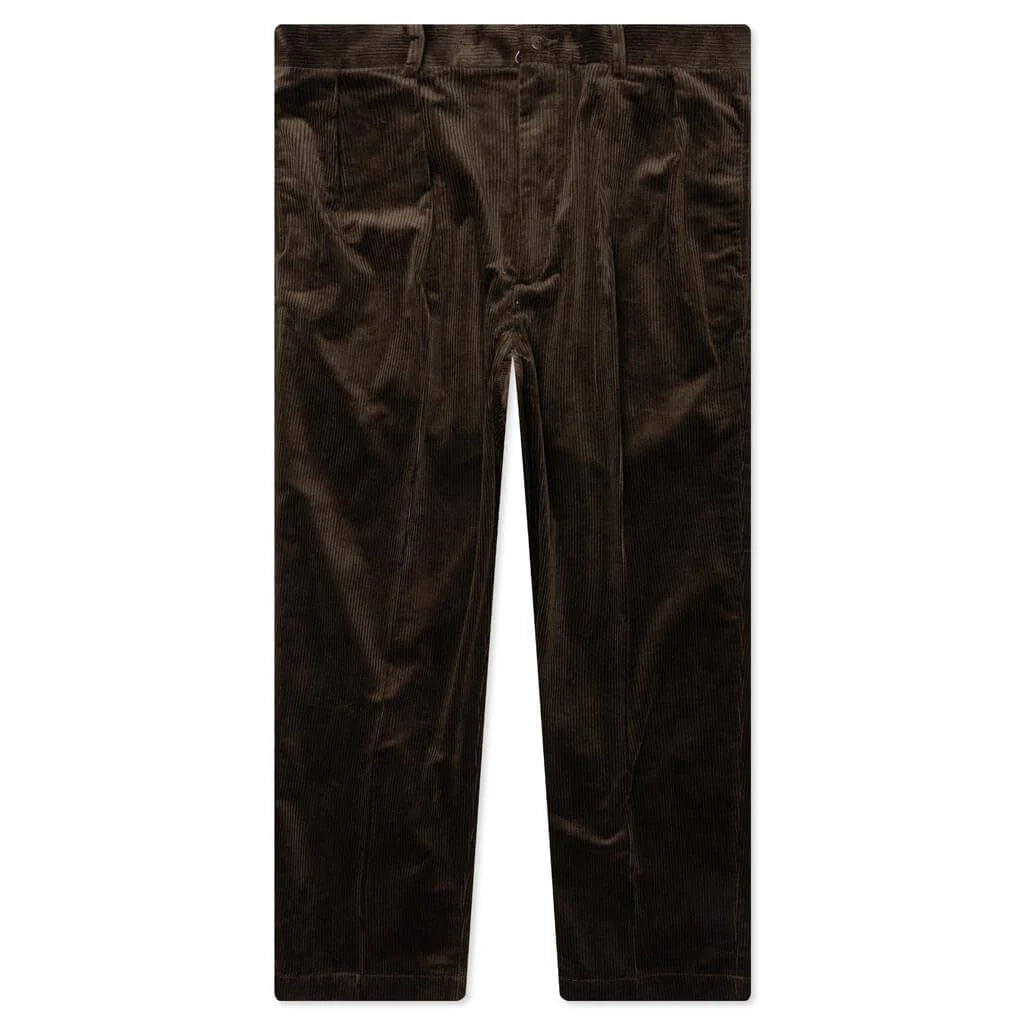 Double Pleated Corduroy Trousers Brown