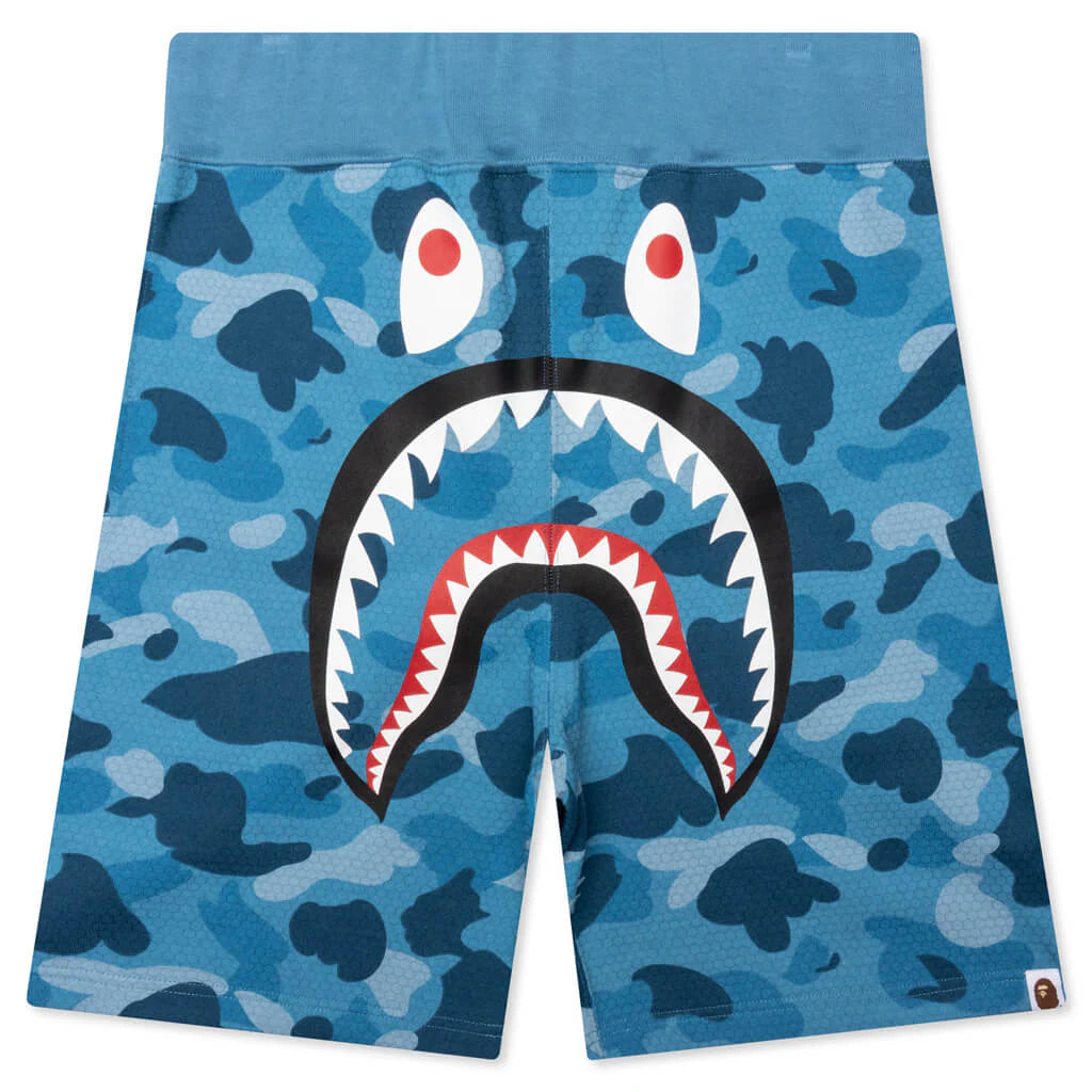 Honeycomb Camo Shark Sweat Shorts Blue