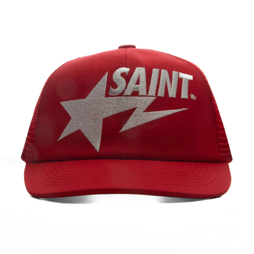 Saint M6 x BAPE Mesh Cap Red