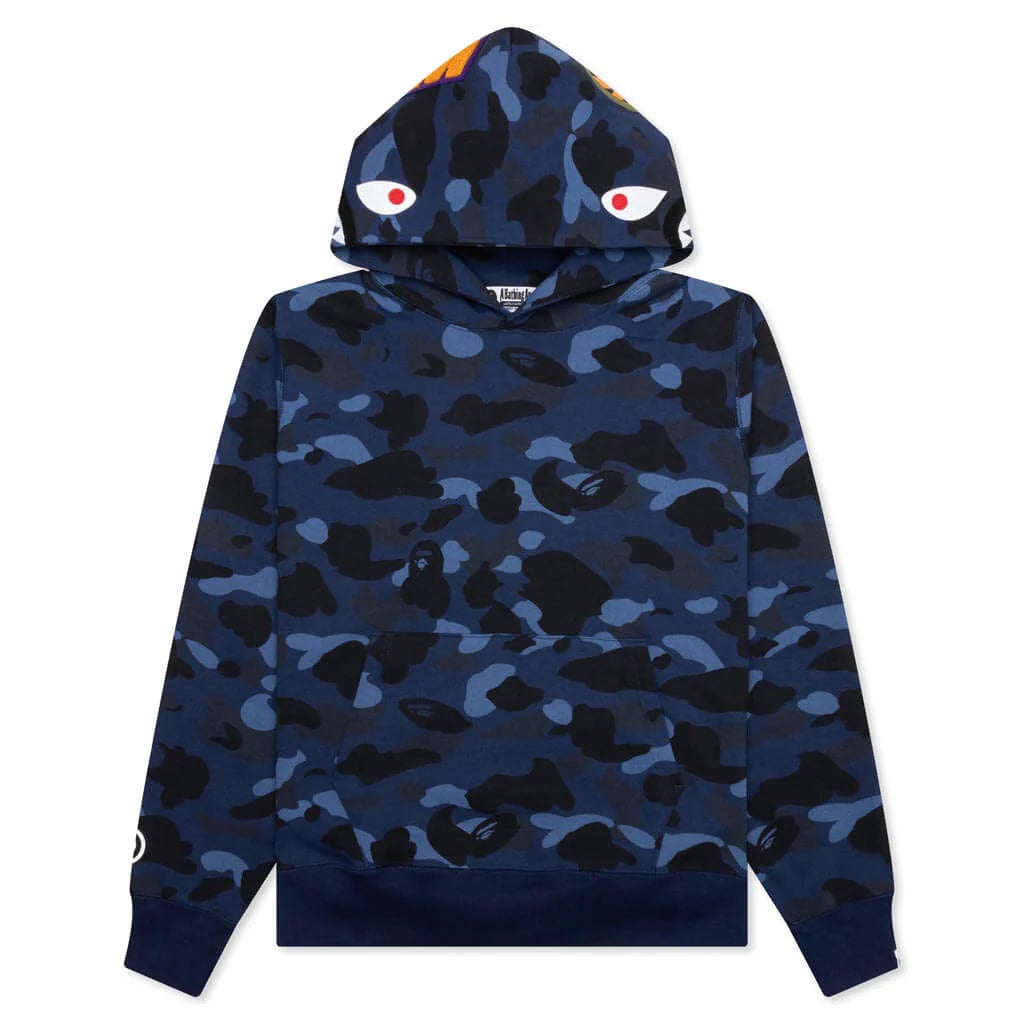 Color Camo Shark Pullover Hoodie Navy
