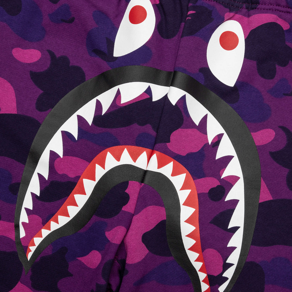 Color Camo Shark Sweat Shorts Purple