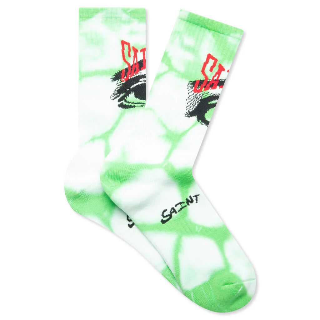 Eyes Socks Tie Dye Green