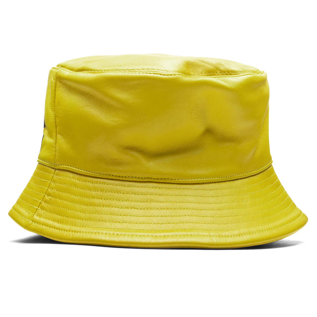 Logo Leather Bucket Hat Mustard