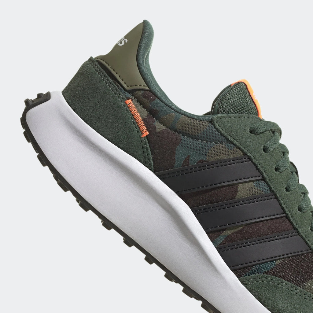 adidas Run 70s Lifestyle Running Shoes Green Oxide Black Screaming Orange