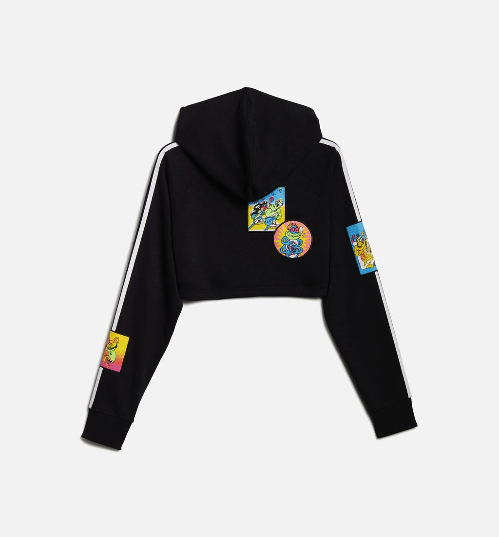Jeremy Scott Cropped Hoodie Womens Hoodie Black Multi