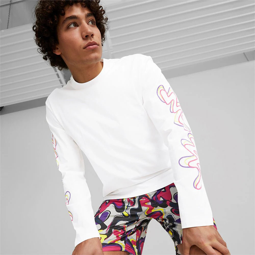 PUMA Neymar JR Creativity Long Sleeve T Shirt White Fluo Yellow Limited Edition