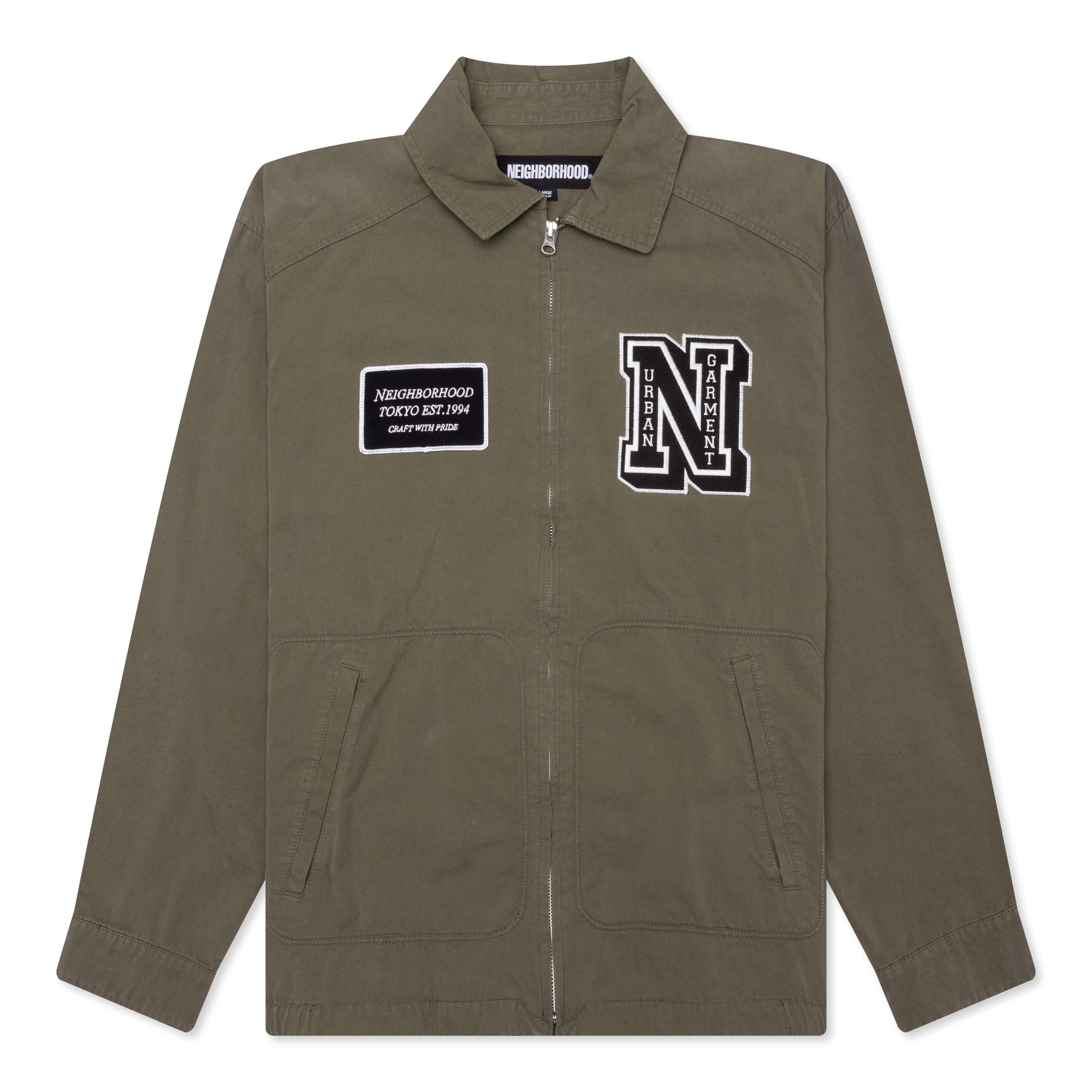 Washed Zip Work Jacket Olive Drab