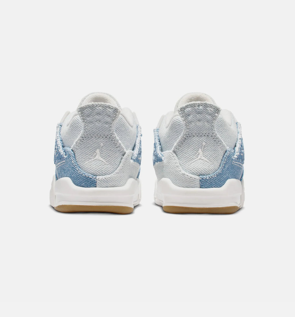 Air Jordan 4 Retro Worn Blue Infant Toddler Lifestyle Shoe Sail Worn Blue Metallic Gold
