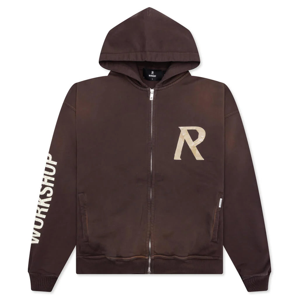 Masking Tape Initial Zip Hoodie Cedar