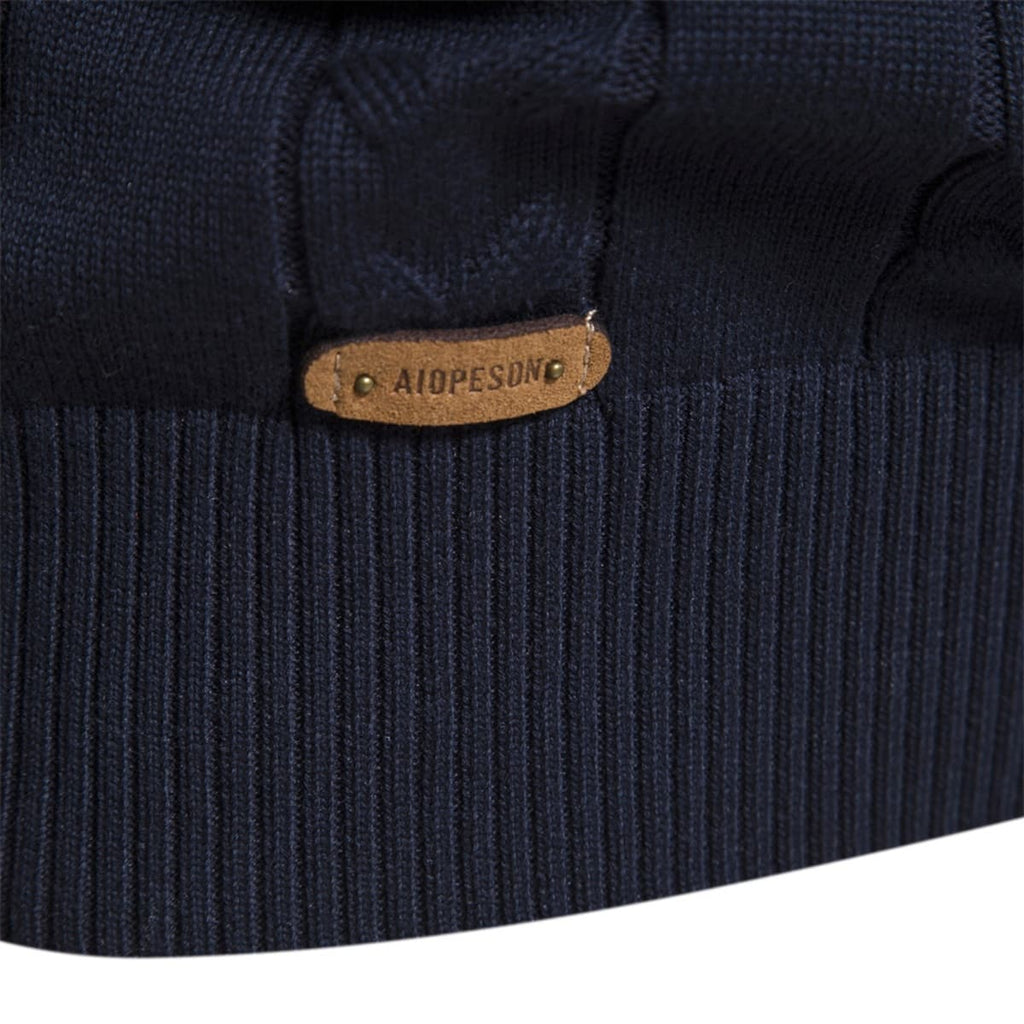 Mens Half Zip Stand Collar Polo Sweater