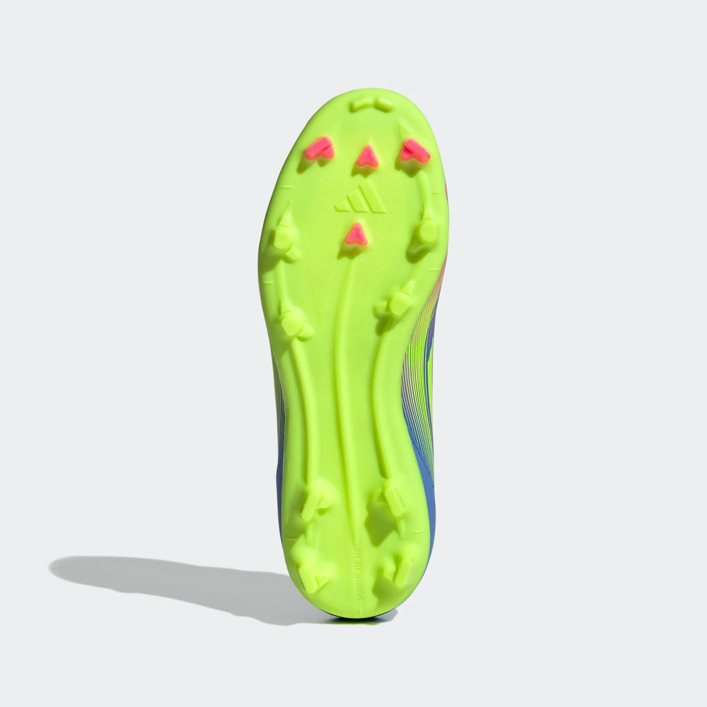 adidas F50 League Firm Multi Ground Boots Junior Blue Fusion Lucid Lemon Lucid Pink