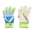 adidas Predator Match Fingersave Goalkeeper Soccer Gloves Sky Blue Yellow