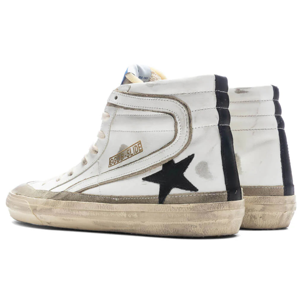 Slide Leather White Yellow Black