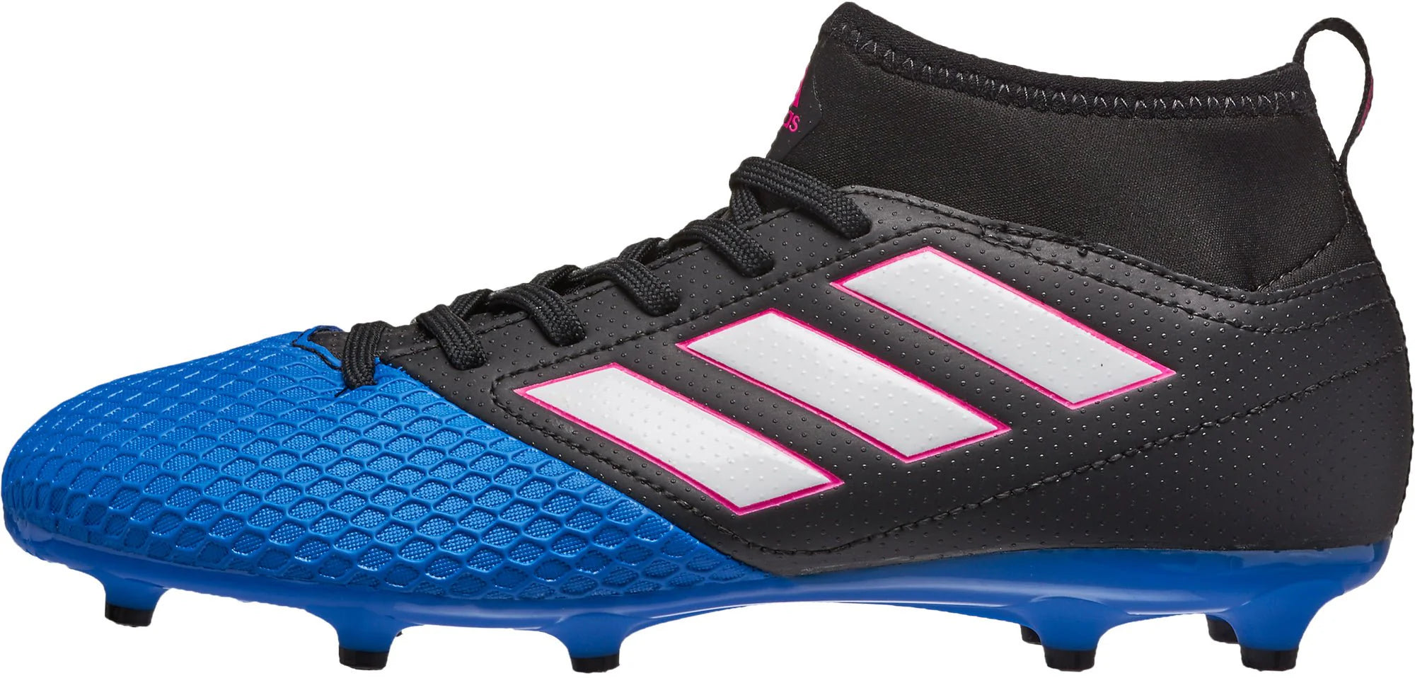 adidas ACE 173 FG J Youth Firm Ground Soccer Cleats Black White Blue