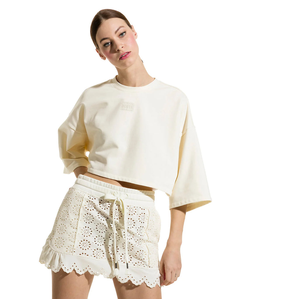 Puma Rihanna Fenty Cropped Crew Neck T Shirt Womens Vanilla Ice