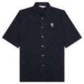 Stripe Button Up Shirt Navy White