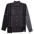 Flannel Shirt 7 Cuts Zipped Wide Shirt Over Dye Black