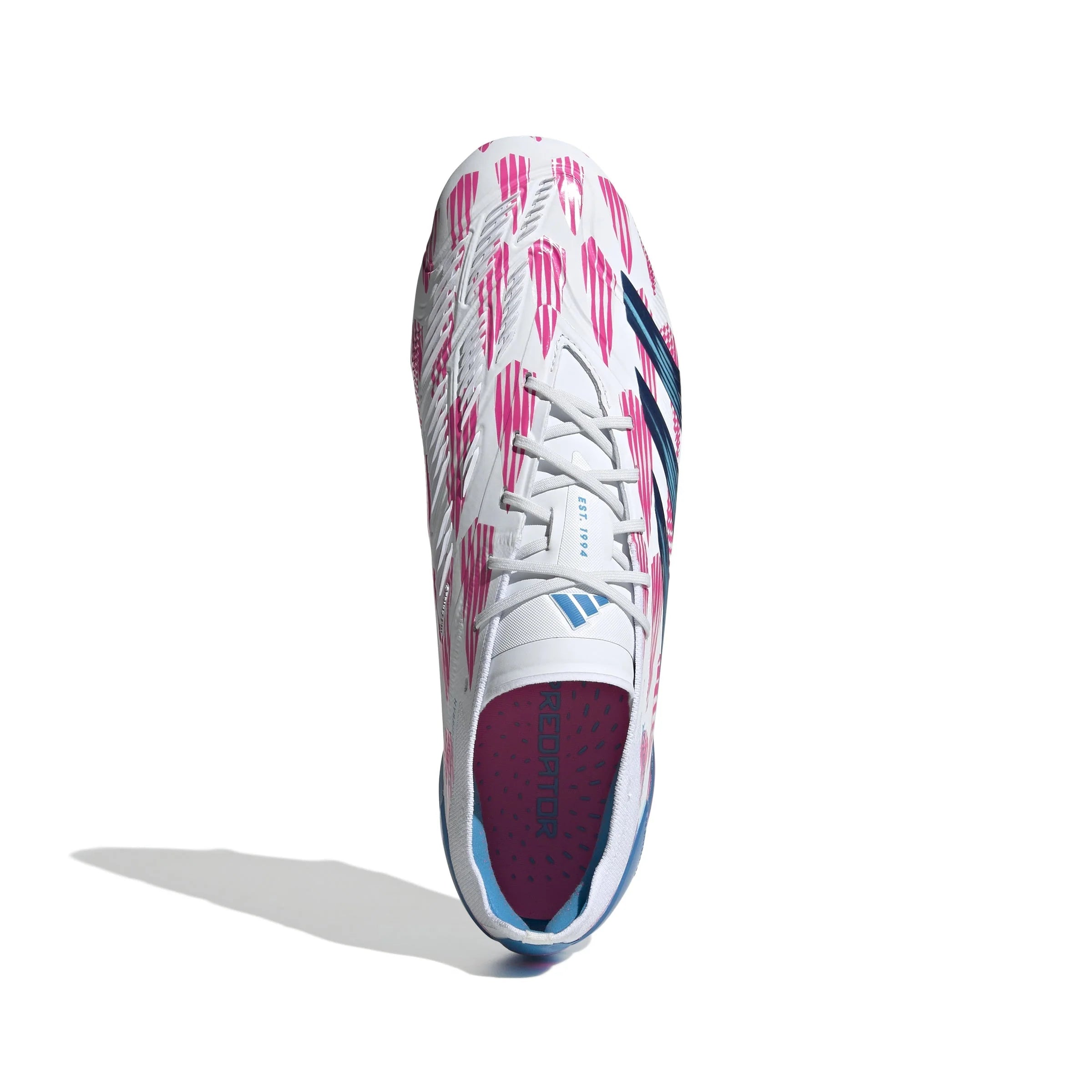 adidas Predator Elite FG Mens Firm Ground Soccer Cleats White Solar Blue Solar Pink