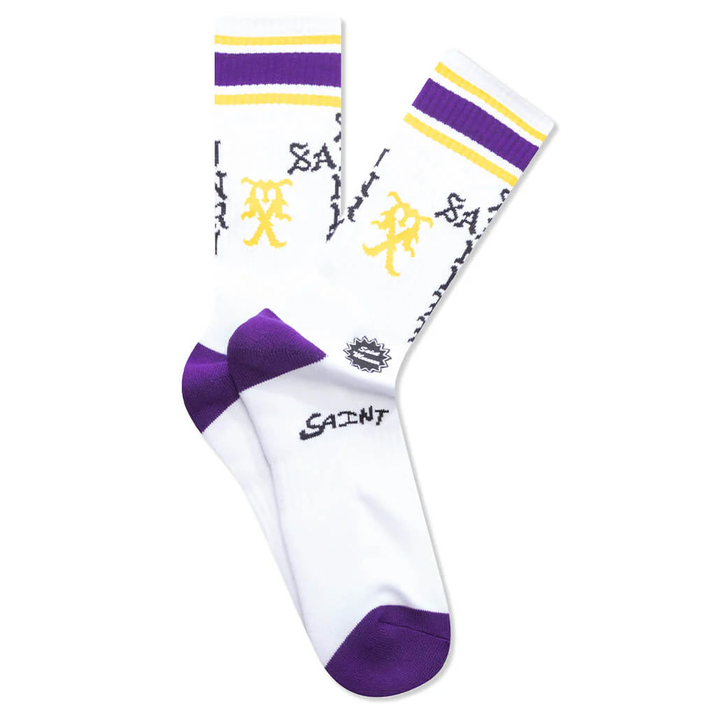 Saint Sinner Socks White Purple