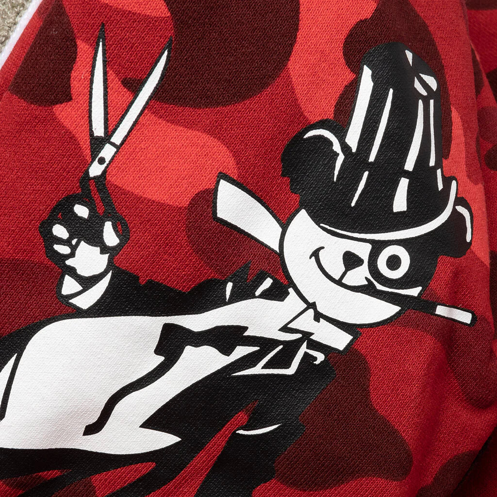 Color Camo Panda Full Zip Hoodie Red