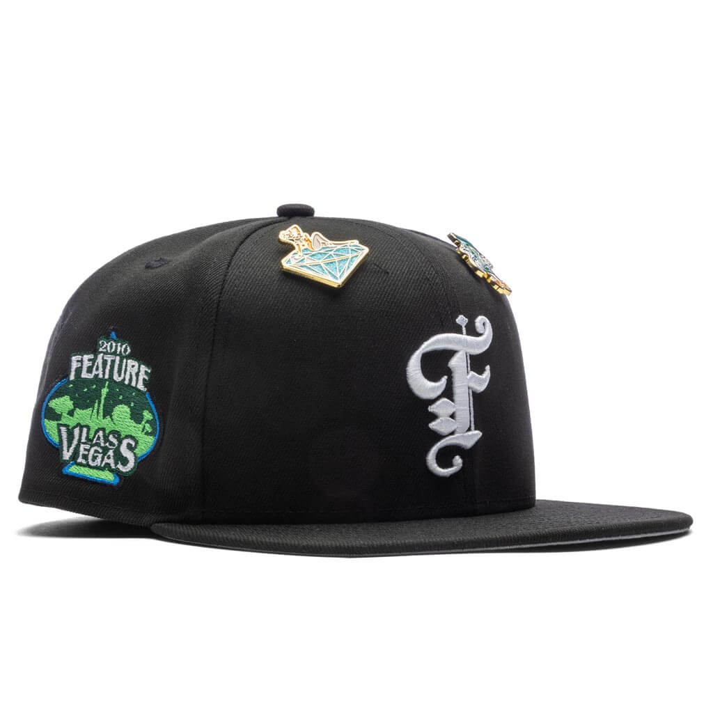 Feature x New Era Old English Las Vegas Fitted Black Snow Grey