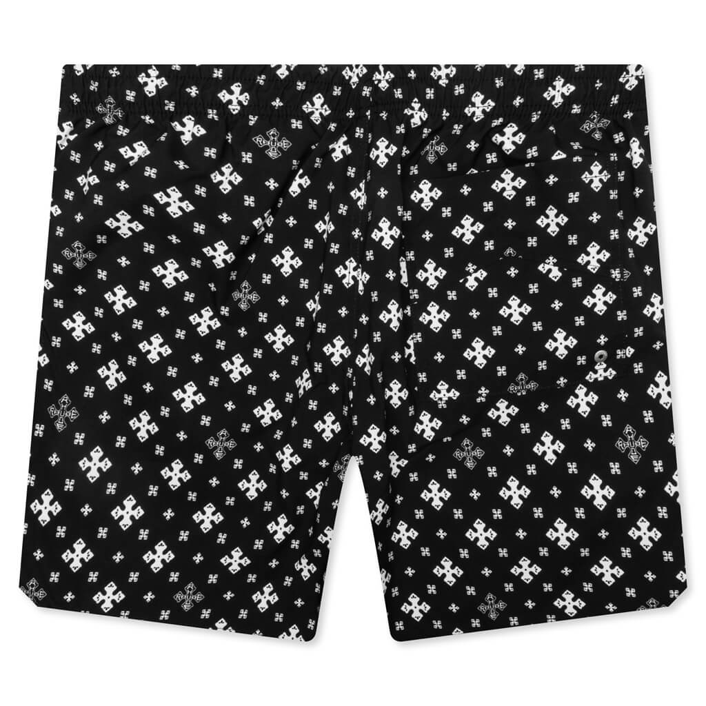 Cross Bandana Swim Short Black White