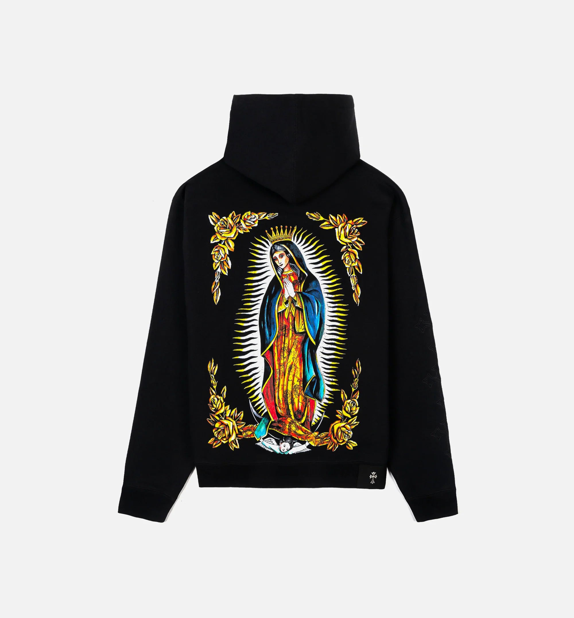 Gold Rose Guadalupe Pullover Mens Hoodie Black Gold
