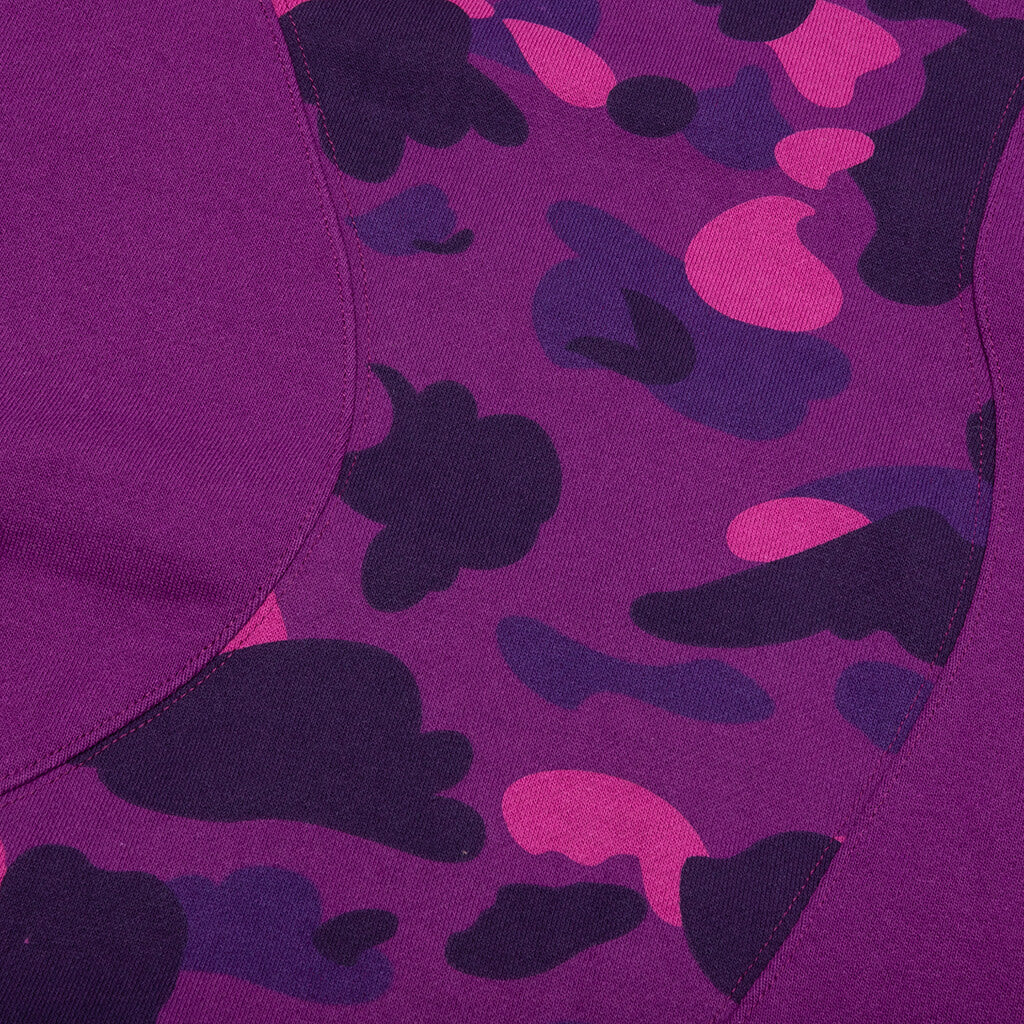 Color Camo College Cutting Relaxed Fit Hoodie Purple