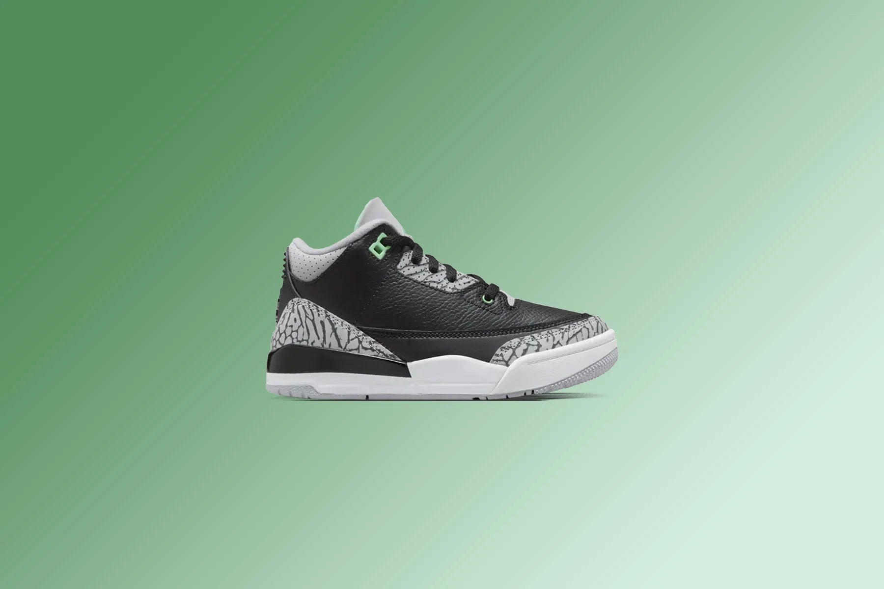 Air Jordan 3 Retro Green Glow PS Black Green Glow Wolf Grey