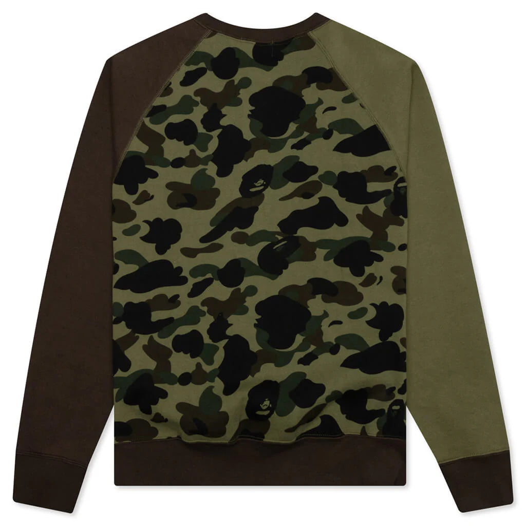 1st Camo Crazy NYC Logo Relaxed Fit Crewneck Green