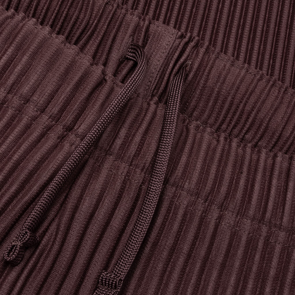Color Pleats Slack Edge Brown