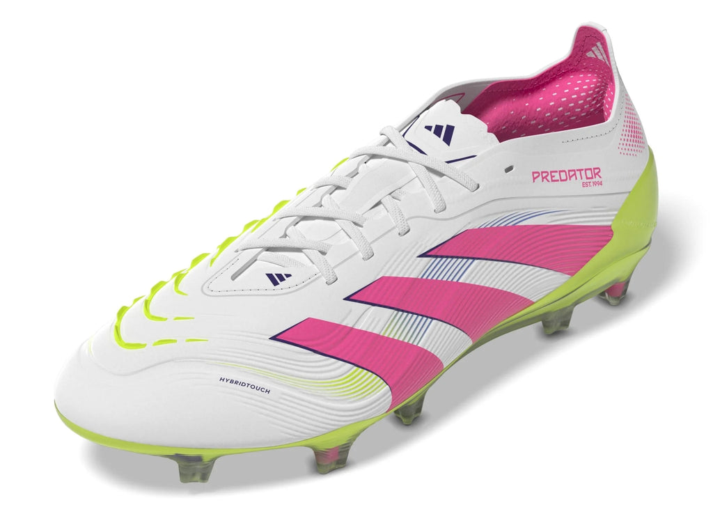 adidas Predator Elite FG Mens Firm Ground Soccer Cleats White Lucid Pink Lucid Lemon