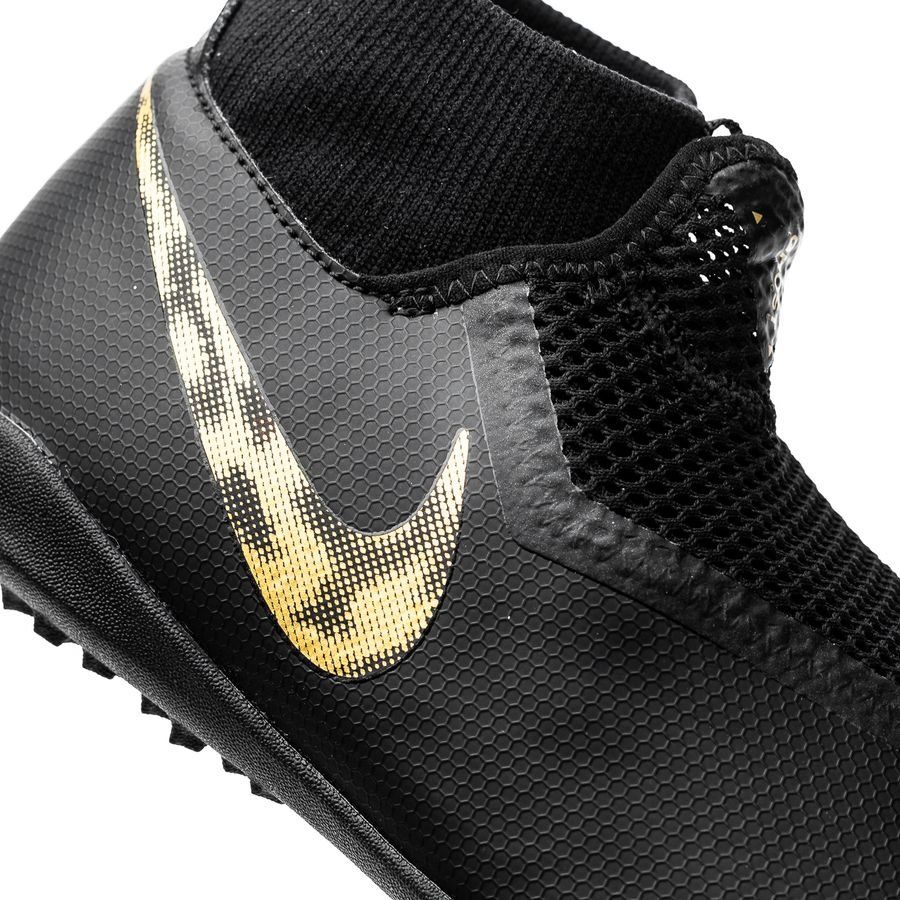 Nike JR Phantom Vision Academy TF Turf Soccer Cleats Black Gold