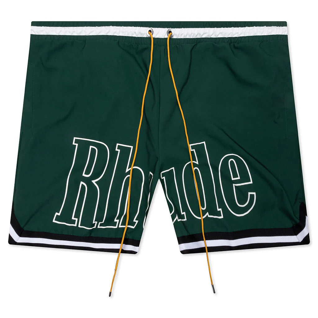 Logo Basketball Swim Short Forest Green Black White
