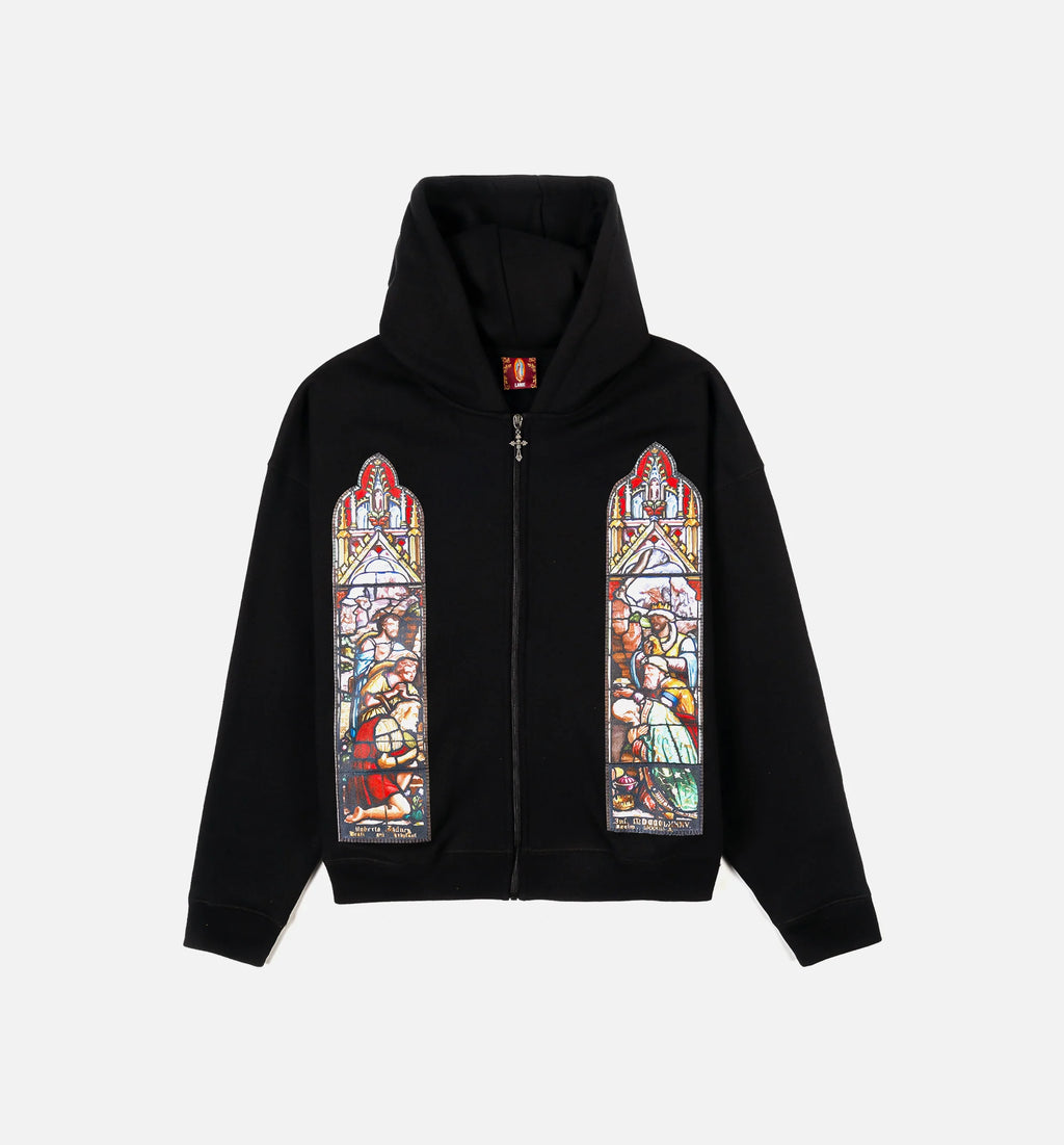 Biblical All Over Print Washed Mens Hoodie Black White