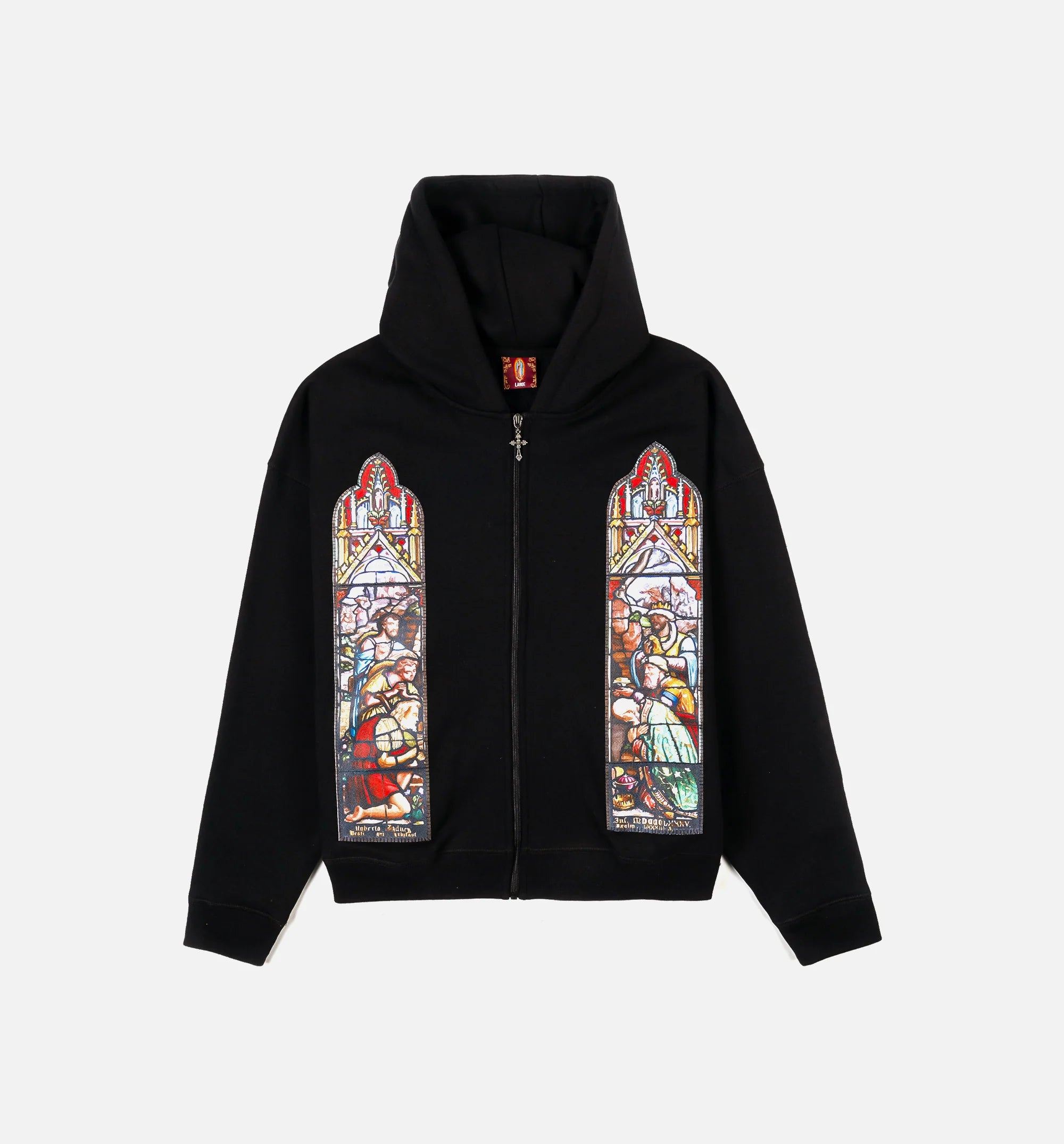 Biblical All Over Print Washed Mens Hoodie Black White