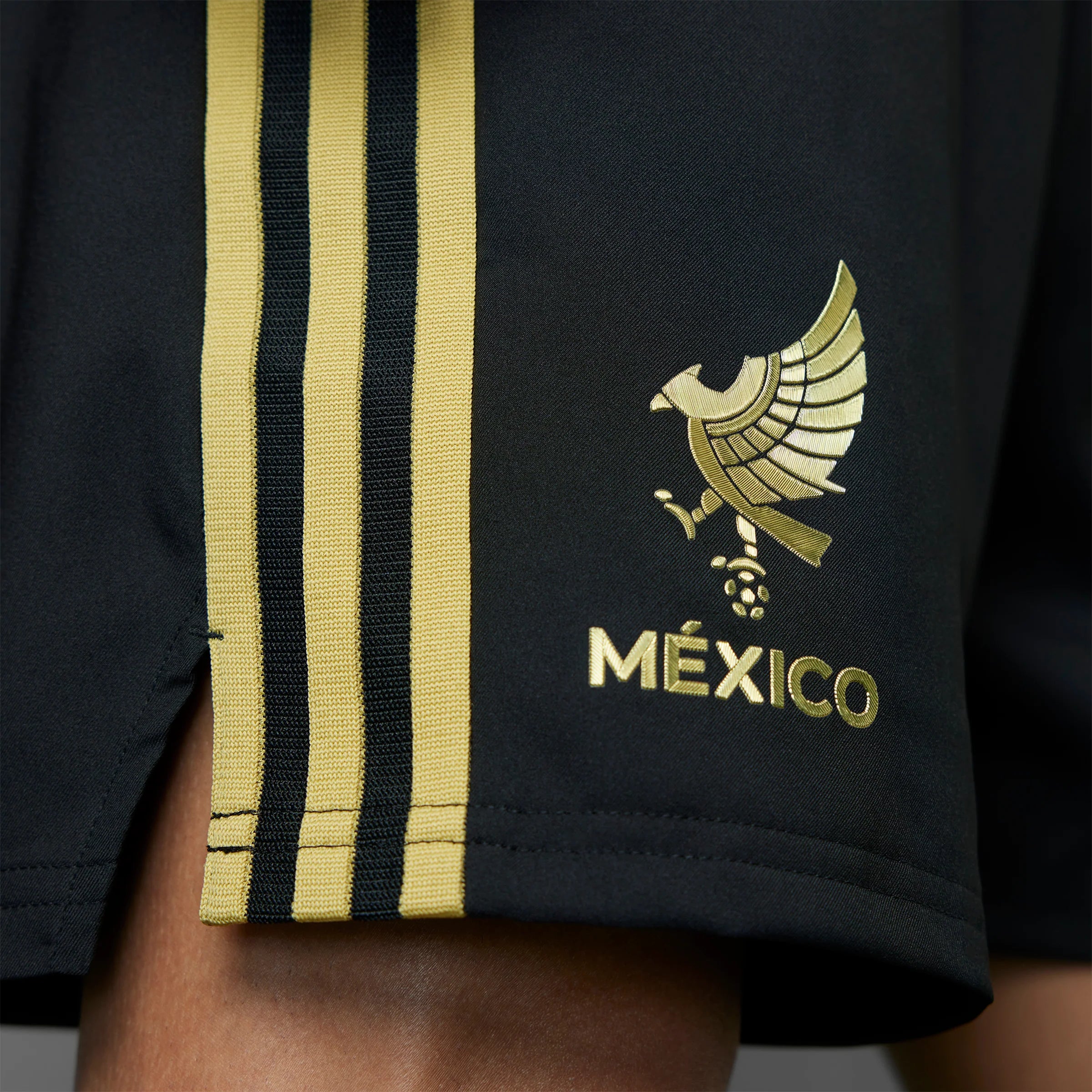 adidas Mexico 25 Gold Mens Soccer Shorts Black