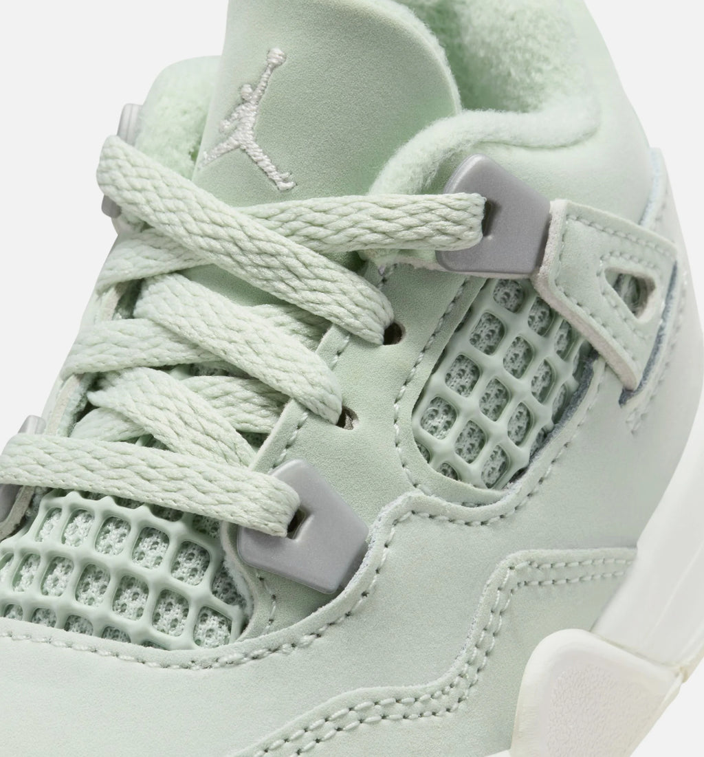 Air Jordan 4 Retro Abundance Infant Toddler Lifestyle Shoe Seafoam Sail Metallic Silver