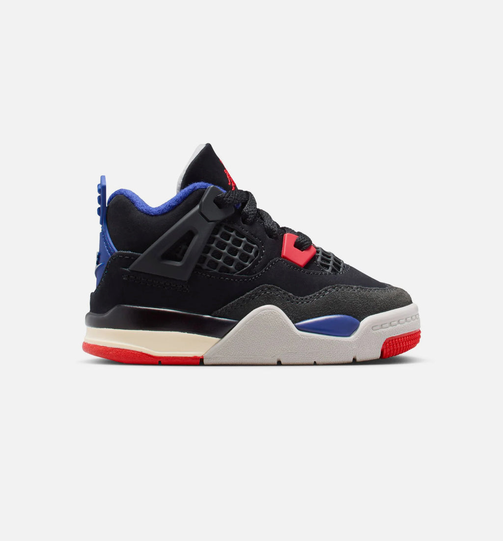 Air Jordan 4 Retro Rare Air Infant Toddler Lifestyle Shoe Black Fire Red Deep Royal Blue