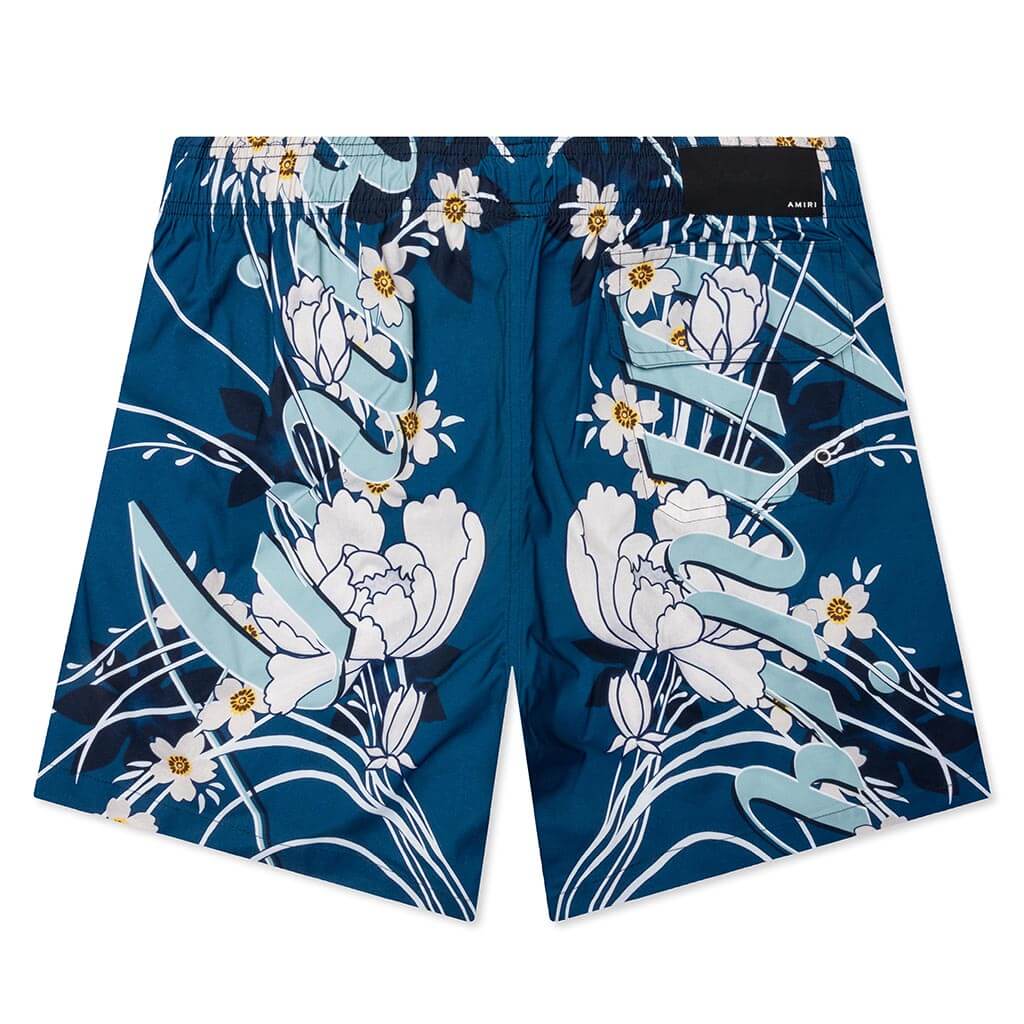 Floral Amiri Swim Trunk Blue