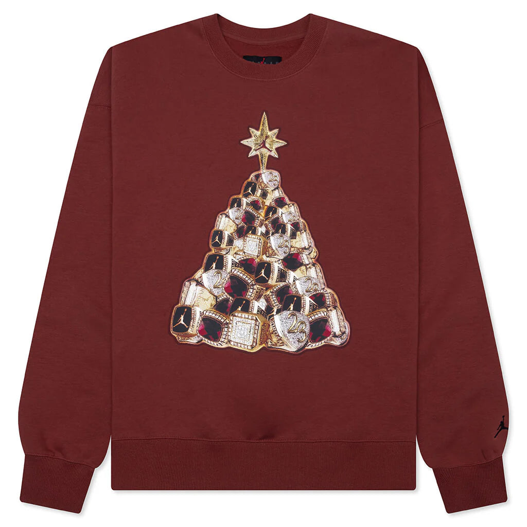 Brooklyn Fleece Holiday Crewneck Redstone Black