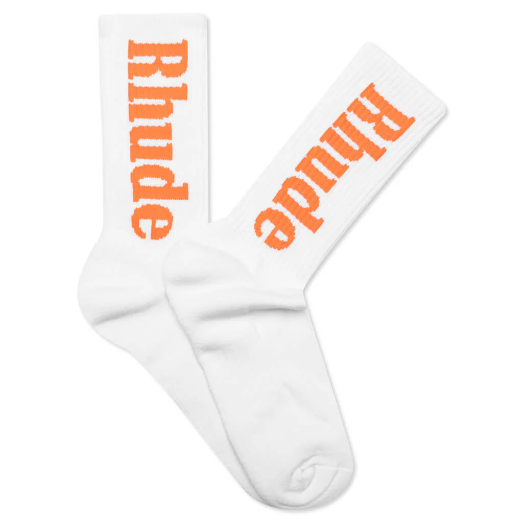 Logo Sock White Orange