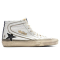 Slide Leather White Yellow Black