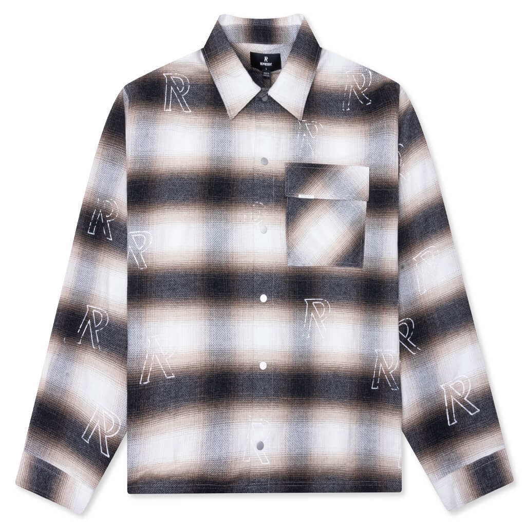 All Over Initial Flannel Latte