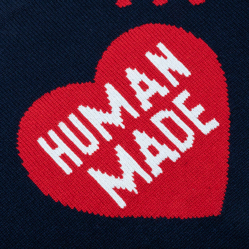 Heart Knit Sweater Navy