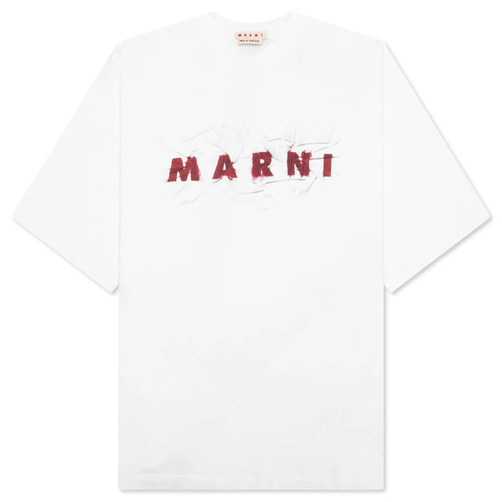 The Wrinkled Logo T Shirt Lily White